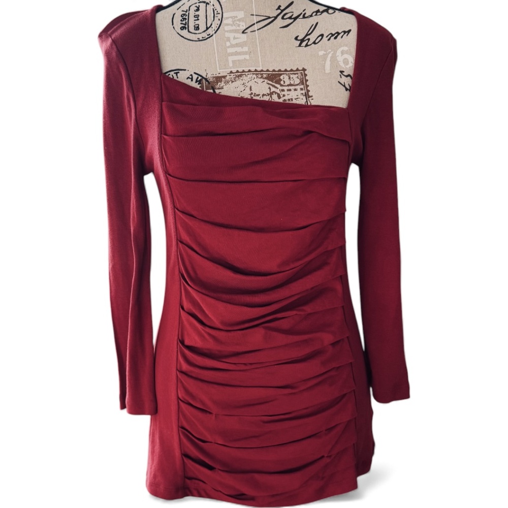 Express Sexy Basic Ruched Long Sleeve Top | Size M